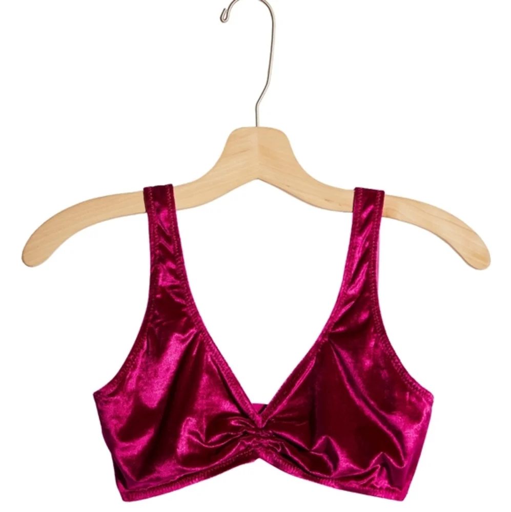 Free People Rhiannon Crushed Velvet Soft Bralette Fuschia Pink XS